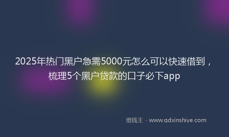 2025年热门黑户急需5000元怎么可以快速借到,梳理5个黑户贷款的口子必下app