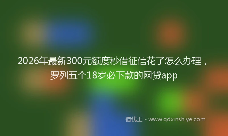 2026年最新300元额度秒借征信花了怎么办理，罗列五个18岁必下款的网贷app