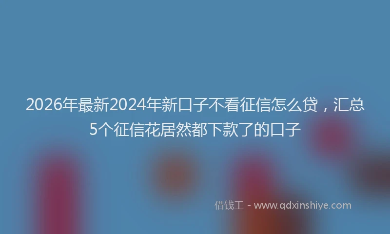 2026年最新2024年新口子不看征信怎么贷，汇总5个征信花居然都下款了的口子
