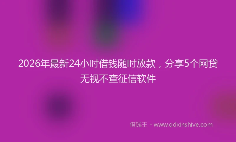 2026年最新24小时借钱随时放款，分享5个网贷无视不查征信软件