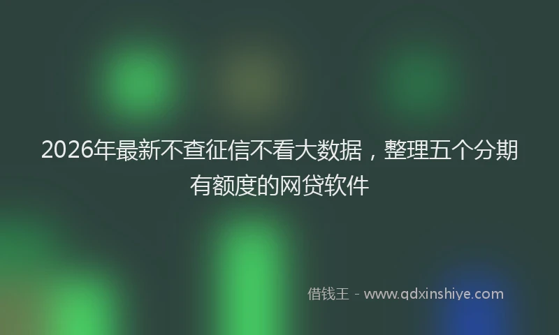 2026年最新不查征信不看大数据,整理五个分期有额度的网贷软件