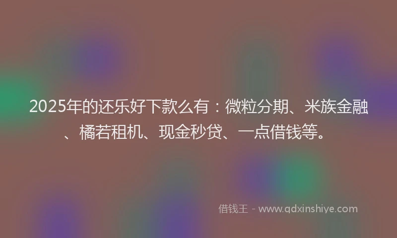 2025年的还乐好下款么有：微粒分期、米族金融、橘若租机、现金秒贷、一点借钱等。