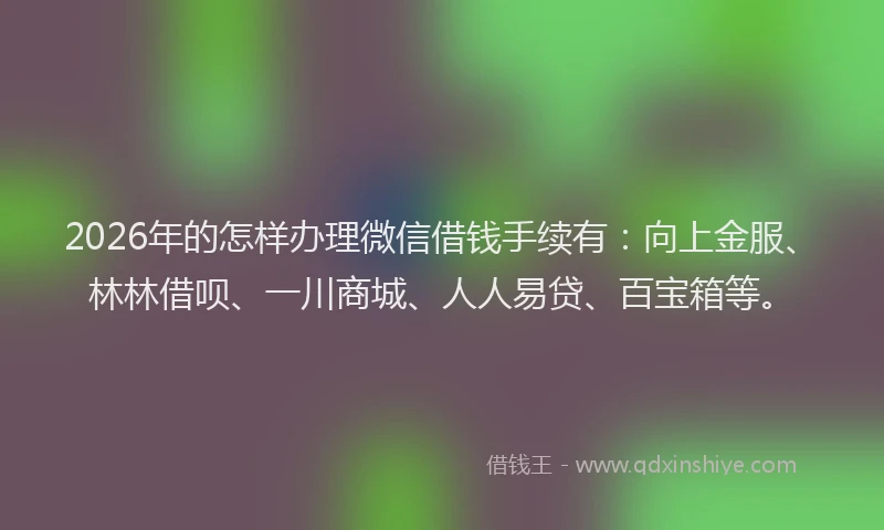 2026年的怎样办理微信借钱手续有:向上金服、林林借呗、一川商城、人人易贷、百宝箱等。