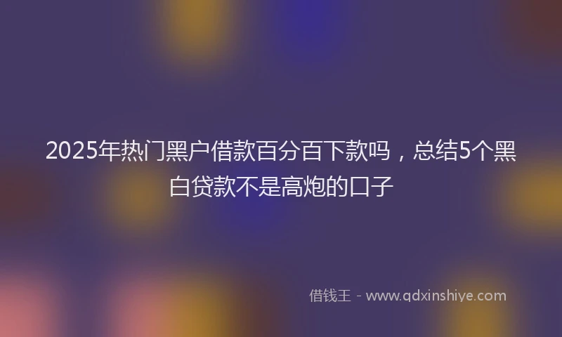 2025年热门黑户借款百分百下款吗,总结5个黑白贷款不是高炮的口子