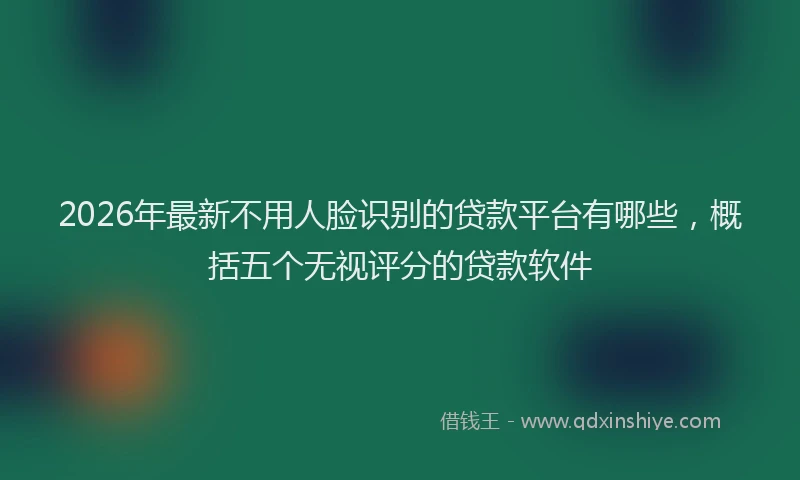 2026年最新不用人脸识别的贷款平台有哪些，概括五个无视评分的贷款软件