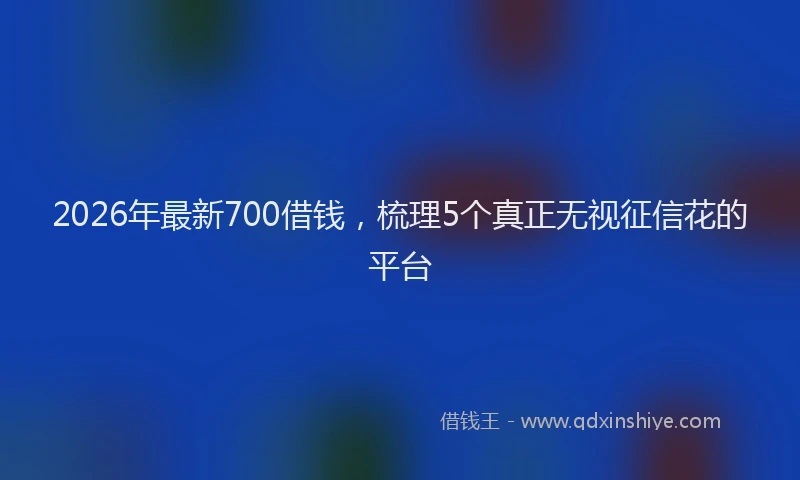 2026年最新700借钱，梳理5个真正无视征信花的平台