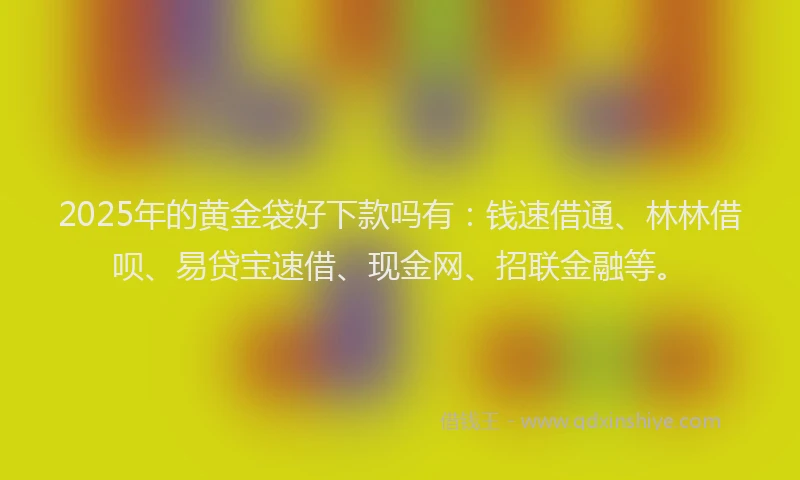 2025年的黄金袋好下款吗有：钱速借通、林林借呗、易贷宝速借、现金网、招联金融等。