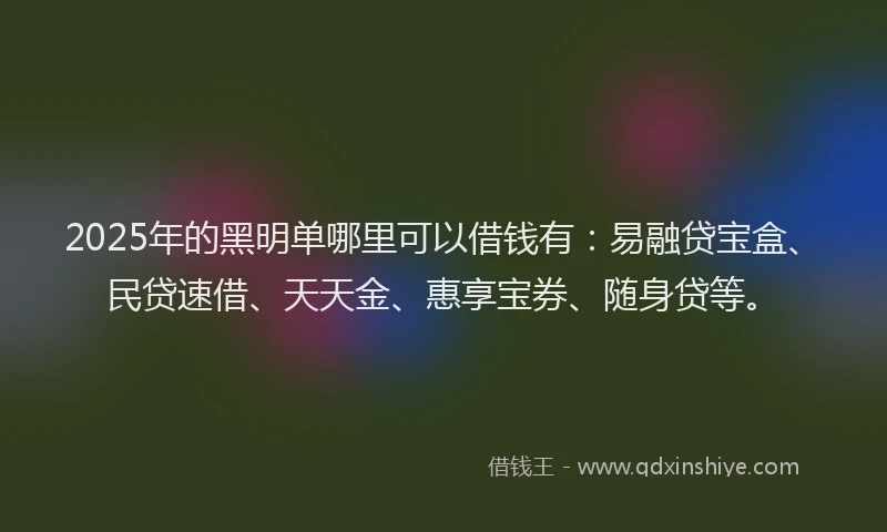 2025年的黑明单哪里可以借钱有：易融贷宝盒、民贷速借、天天金、惠享宝券、随身贷等。