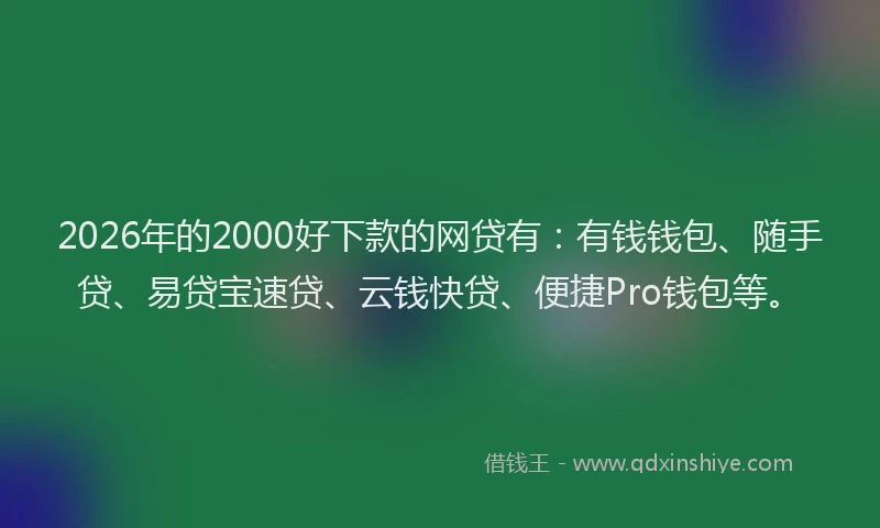 2026年的2000好下款的网贷有:有钱钱包、随手贷、易贷宝速贷、云钱快贷、便捷Pro钱包等。