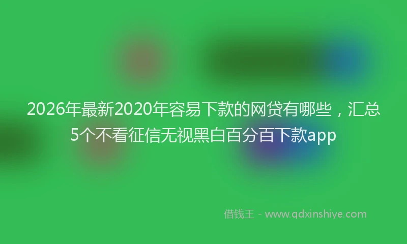 2026年最新2020年容易下款的网贷有哪些，汇总5个不看征信无视黑白百分百下款app