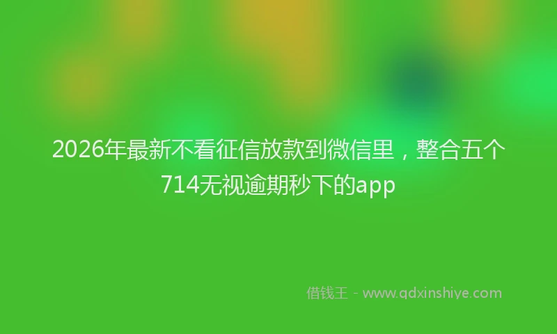 2026年最新不看征信放款到微信里,整合五个714无视逾期秒下的app
