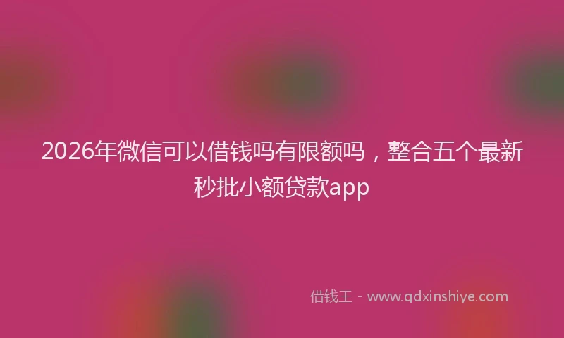 2026年微信可以借钱吗有限额吗,整合五个最新秒批小额贷款app