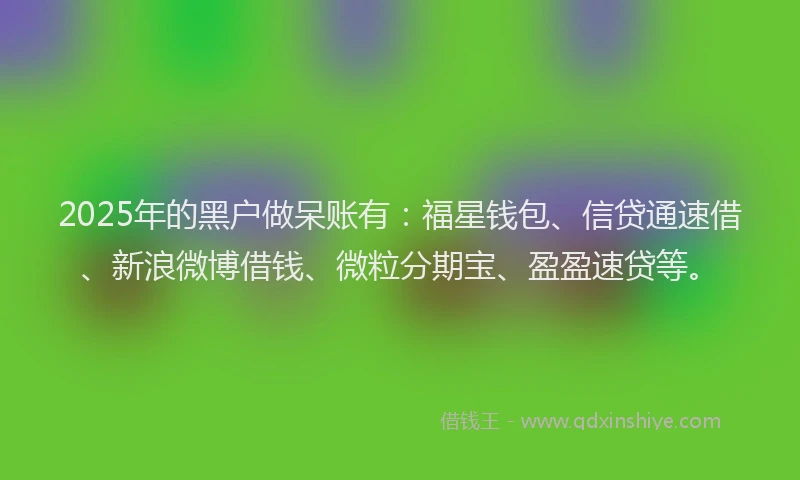 2025年的黑户做呆账有：福星钱包、信贷通速借、新浪微博借钱、微粒分期宝、盈盈速贷等。