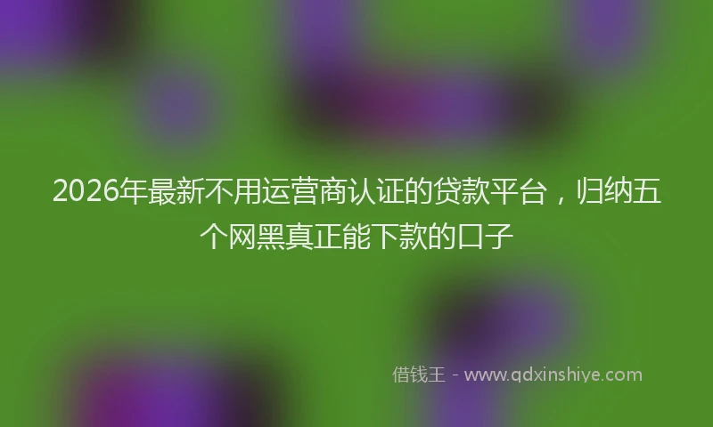 2026年最新不用运营商认证的贷款平台,归纳五个网黑真正能下款的口子