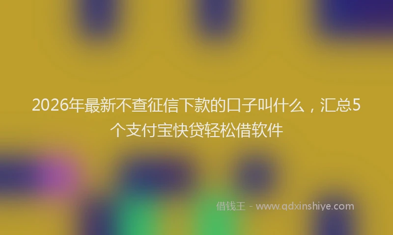 2026年最新不查征信下款的口子叫什么,汇总5个支付宝快贷轻松借软件