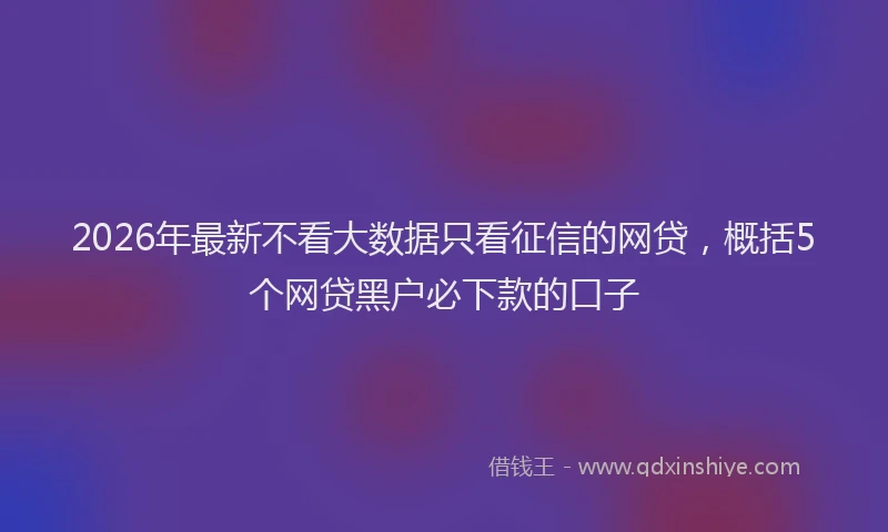 2026年最新不看大数据只看征信的网贷,概括5个网贷黑户必下款的口子