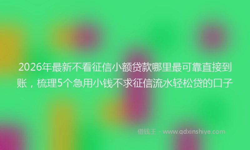2026年最新不看征信小额贷款哪里最可靠直接到账，梳理5个急用小钱不求征信流水轻松贷的口子