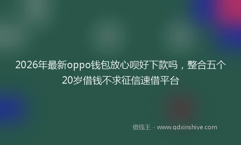 2026年最新oppo钱包放心呗好下款吗,整合五个20岁借钱不求征信速借平台