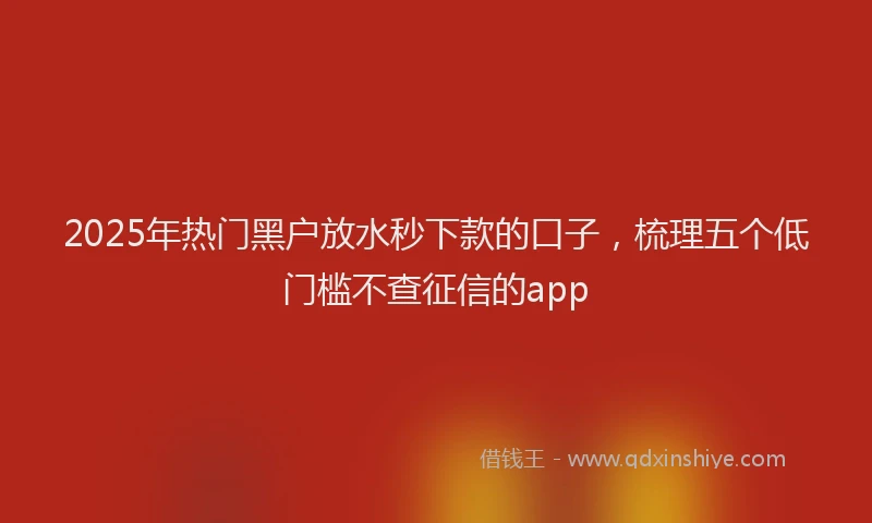 2025年热门黑户放水秒下款的口子,梳理五个低门槛不查征信的app