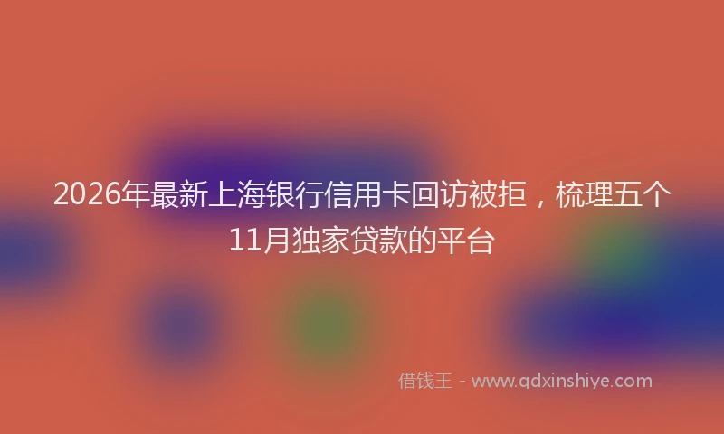 2026年最新上海银行信用卡回访被拒，梳理五个11月独家贷款的平台