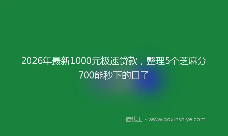 2026年最新1000元极速贷款，整理5个芝麻分700能秒下的口子