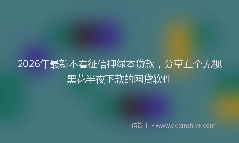 2026年最新不看征信押绿本贷款，分享五个无视黑花半夜下款的网贷软件