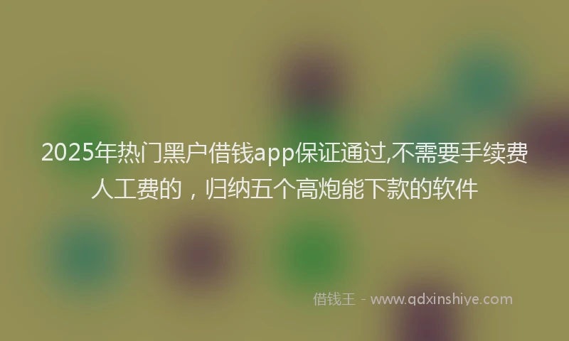 2025年热门黑户借钱app保证通过,不需要手续费人工费的,归纳五个高炮能下款的软件