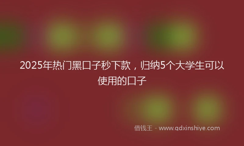 2025年热门黑口子秒下款，归纳5个大学生可以使用的口子