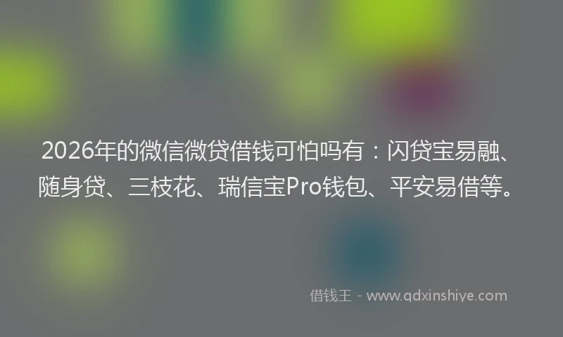 2026年的微信微贷借钱可怕吗有：闪贷宝易融、随身贷、三枝花、瑞信宝Pro钱包、平安易借等。