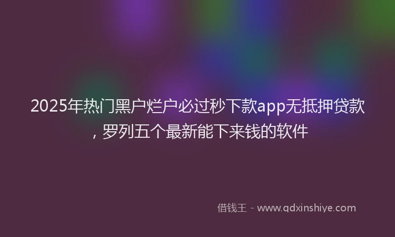 2025年热门黑户烂户必过秒下款app无抵押贷款,罗列五个最新能下来钱的软件