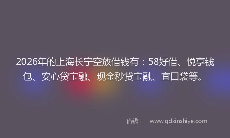 2026年的上海长宁空放借钱有：58好借、悦享钱包、安心贷宝融、现金秒贷宝融、宜口袋等。