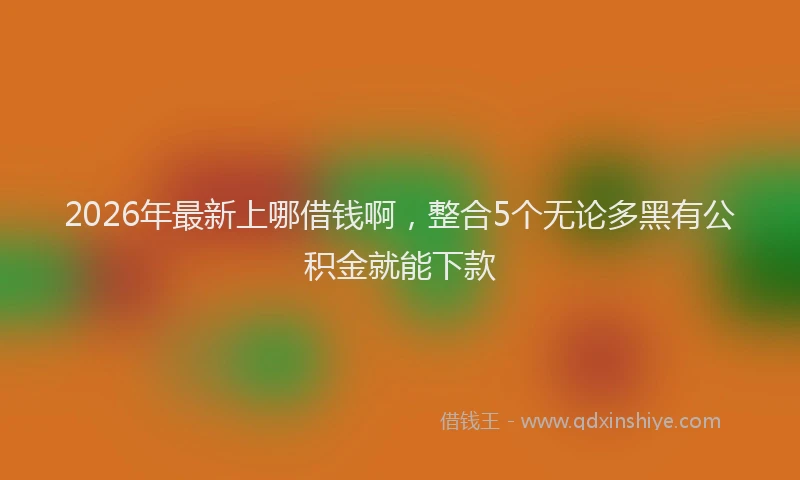 2026年最新上哪借钱啊,整合5个无论多黑有公积金就能下款