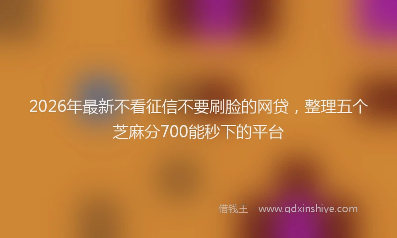 2026年最新不看征信不要刷脸的网贷，整理五个芝麻分700能秒下的平台
