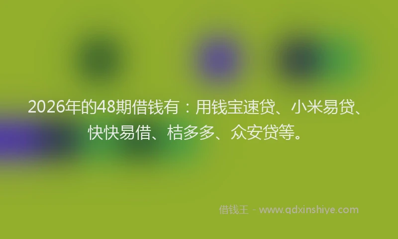 2026年的48期借钱有：用钱宝速贷、小米易贷、快快易借、桔多多、众安贷等。
