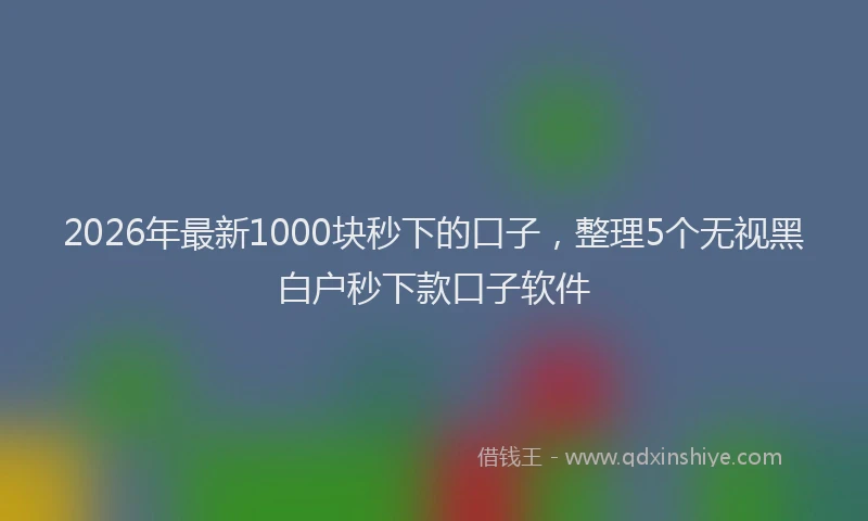 2026年最新1000块秒下的口子，整理5个无视黑白户秒下款口子软件