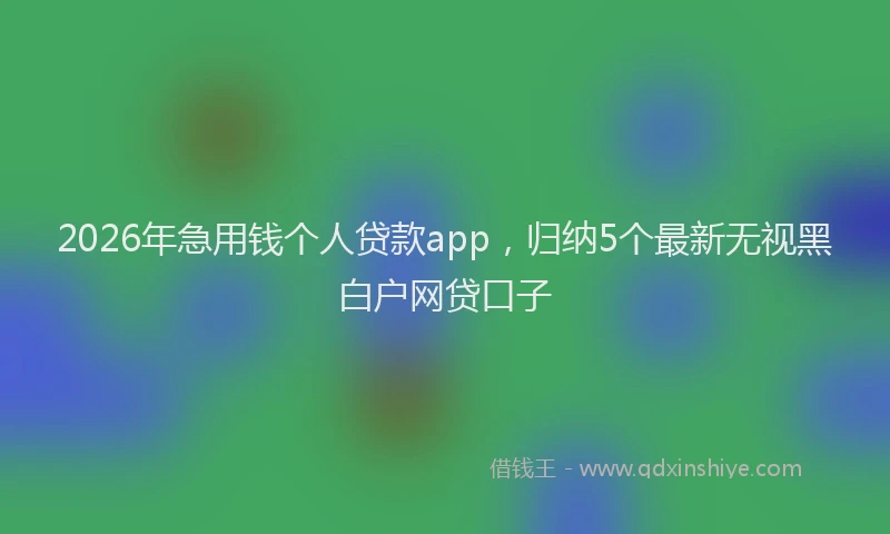 2026年急用钱个人贷款app，归纳5个最新无视黑白户网贷口子