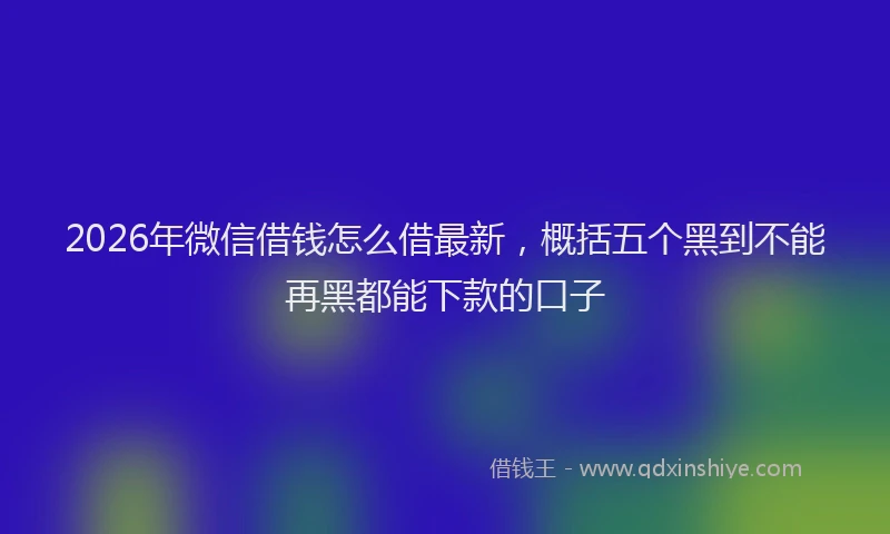 2026年微信借钱怎么借最新，概括五个黑到不能再黑都能下款的口子