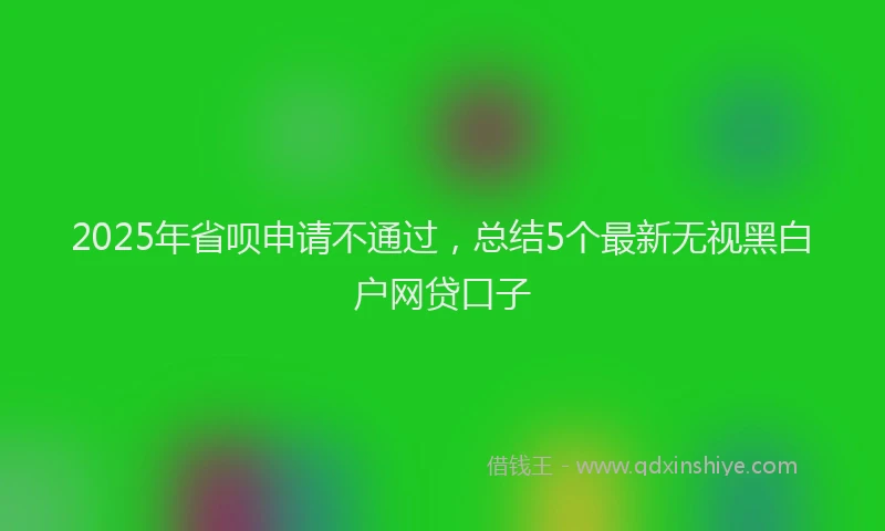 2025年省呗申请不通过，总结5个最新无视黑白户网贷口子