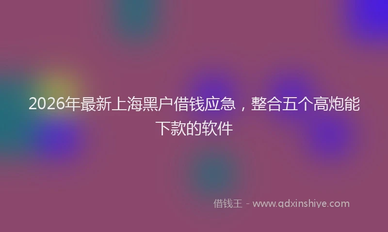 2026年最新上海黑户借钱应急，整合五个高炮能下款的软件