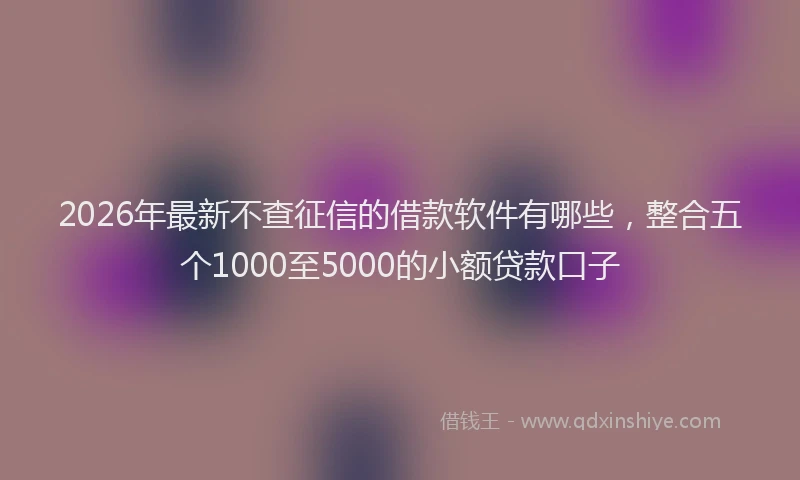 2026年最新不查征信的借款软件有哪些，整合五个1000至5000的小额贷款口子