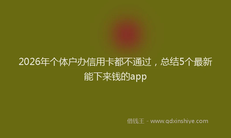 2026年个体户办信用卡都不通过，总结5个最新能下来钱的app