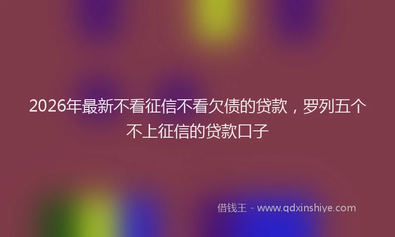 2026年最新不看征信不看欠债的贷款,罗列五个不上征信的贷款口子