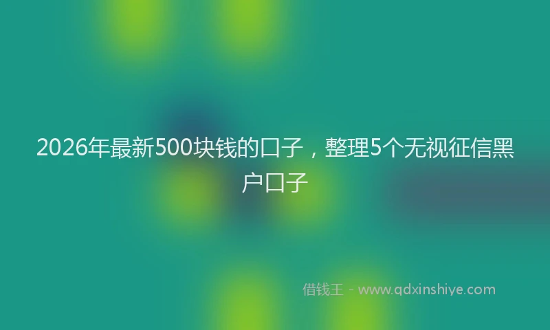 2026年最新500块钱的口子,整理5个无视征信黑户口子