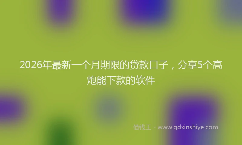 2026年最新一个月期限的贷款口子,分享5个高炮能下款的软件