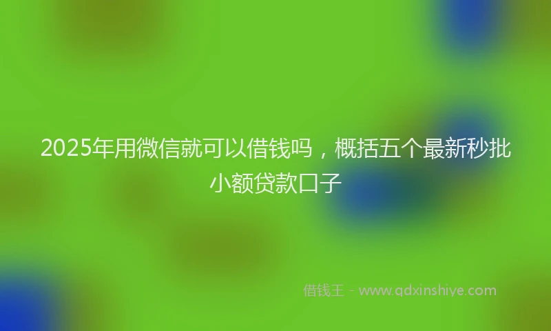 2025年用微信就可以借钱吗，概括五个最新秒批小额贷款口子