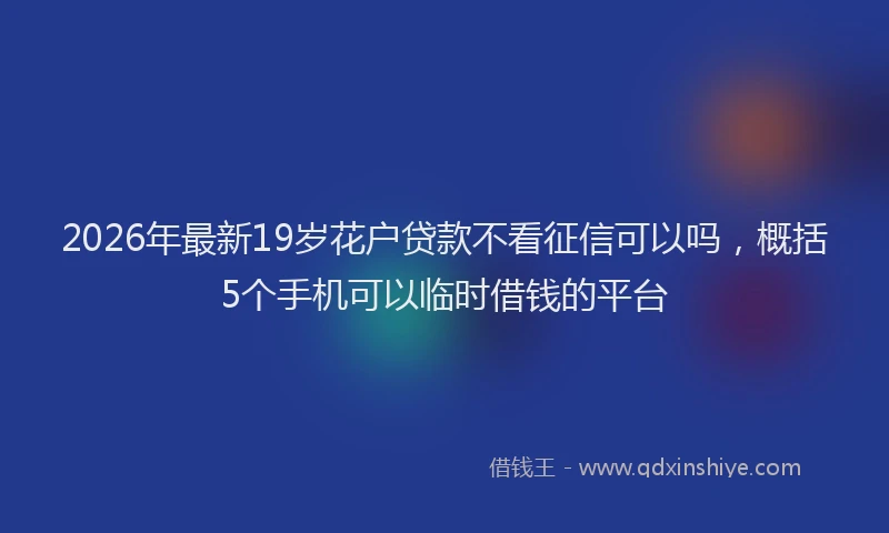 2026年最新19岁花户贷款不看征信可以吗,概括5个手机可以临时借钱的平台