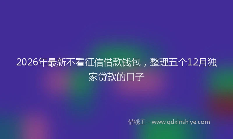 2026年最新不看征信借款钱包，整理五个12月独家贷款的口子