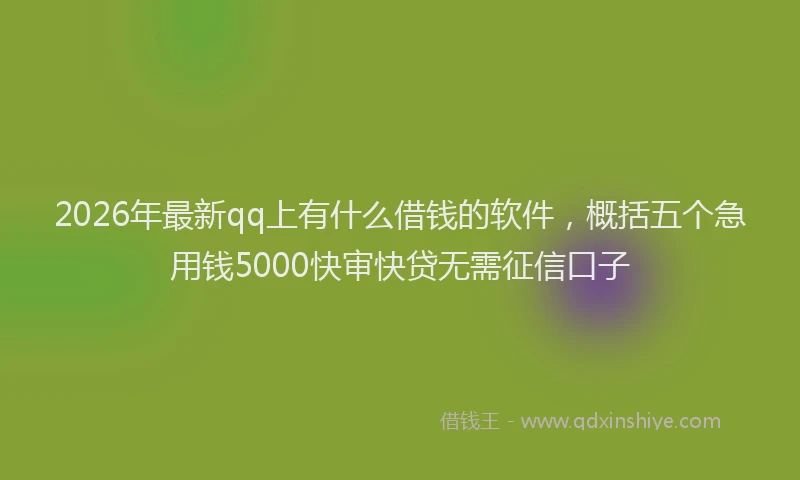 2026年最新qq上有什么借钱的软件,概括五个急用钱5000快审快贷无需征信口子