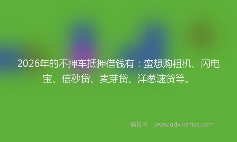2026年的不押车抵押借钱有:蛮想购租机、闪电宝、信秒贷、麦芽贷、洋葱速贷等。