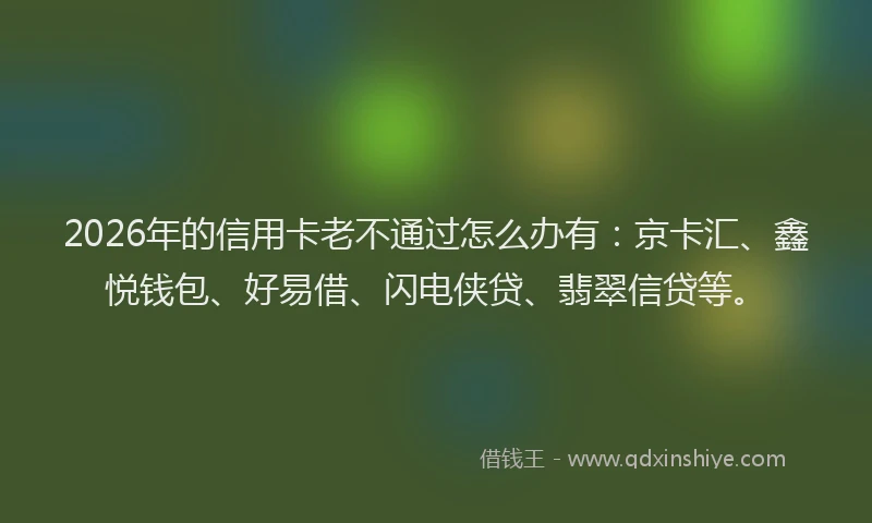 2026年的信用卡老不通过怎么办有:京卡汇、鑫悦钱包、好易借、闪电侠贷、翡翠信贷等。